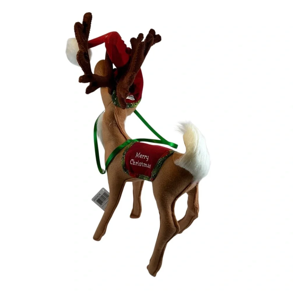 Annalee Christmas Reindeer 12” Santa Hat Holiday New - Picture 5 of 8